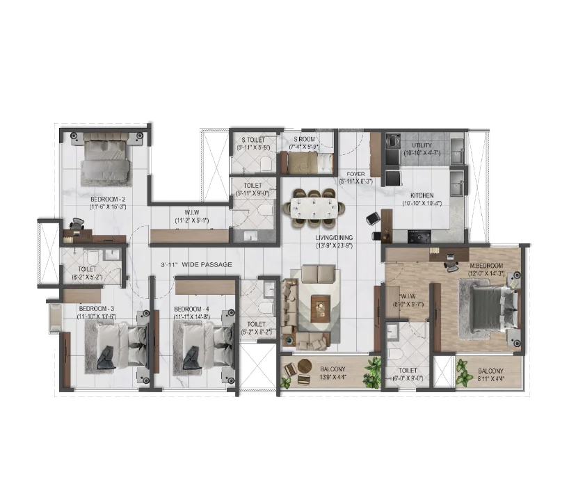 4BHK Elite floor plan
