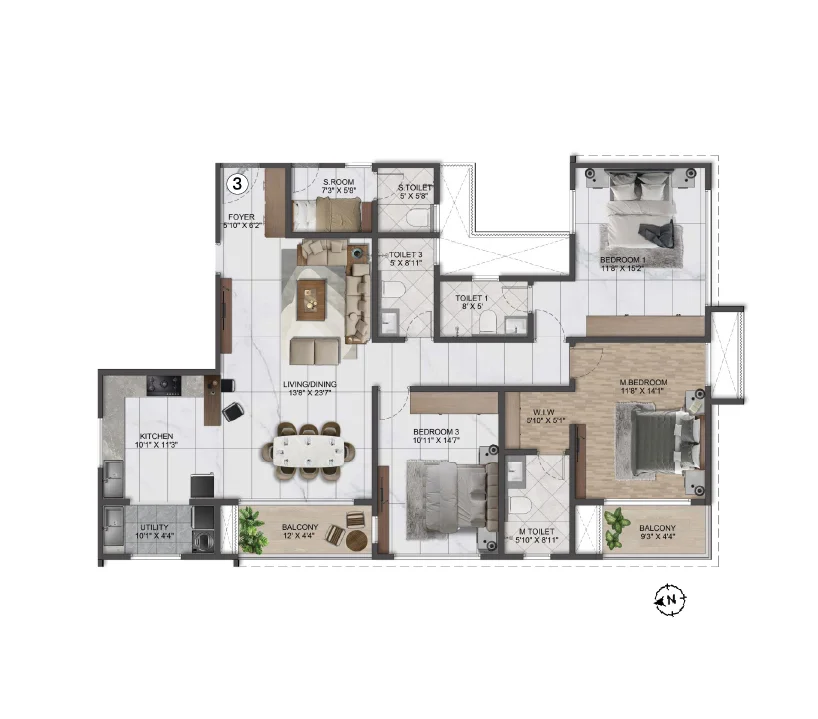 4BHK Regal floor plan